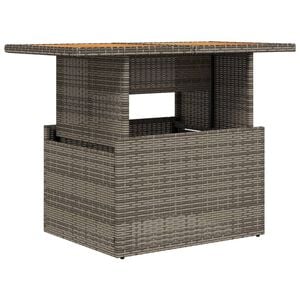 vidaXL Градинска маса, сива, 100x55x73 см, полиратан и акациево дърво