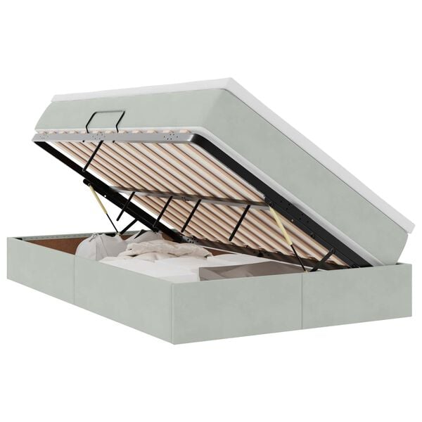 vidaXL Легло с място за съхранение и матрак Светлосиво 120 x 190 cm