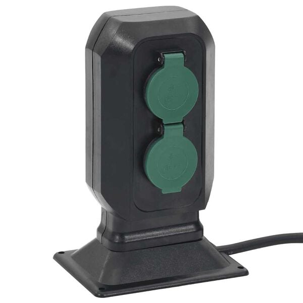 vidaXL Външен разклонител с шип 4-посочен черен и зелен 15,5x11x24 см