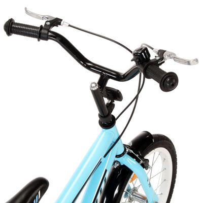 vidaXL Детски велосипед, 16 цола, черно и синьо
