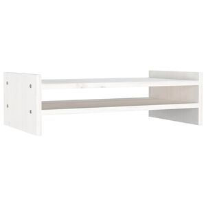 vidaXL Поставка за монитор, бяла, 50x27x15 см, бор масив
