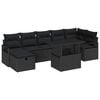 vidaXL Градински Софа Комплект с възглавница 8 pcs Черно Полиратан