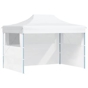 vidaXL Сгъваема парти шатра с 3 странични стени 280x410x315 см стомана бяла