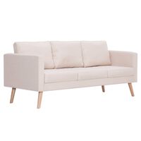 vidaXL 3-местен диван, текстил, кремав