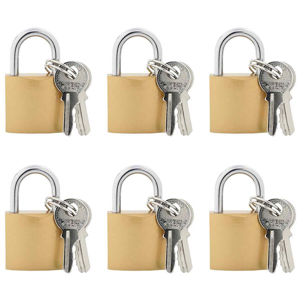 vidaXL U Lock с ключове 6 pcs Месинг Желязо