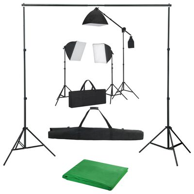 vidaXL Фотографски комплект за студио със софтбокс осветление и фон