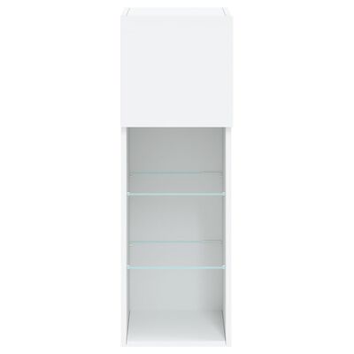vidaXL ТВ шкафове с LED осветление, 2 бр, бели, 30,5x30x90 см