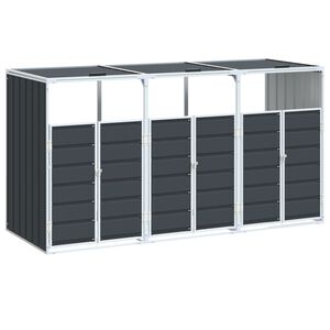 vidaXL Навес за 3 коша на колела, антрацит, 216x81x115 см, стомана