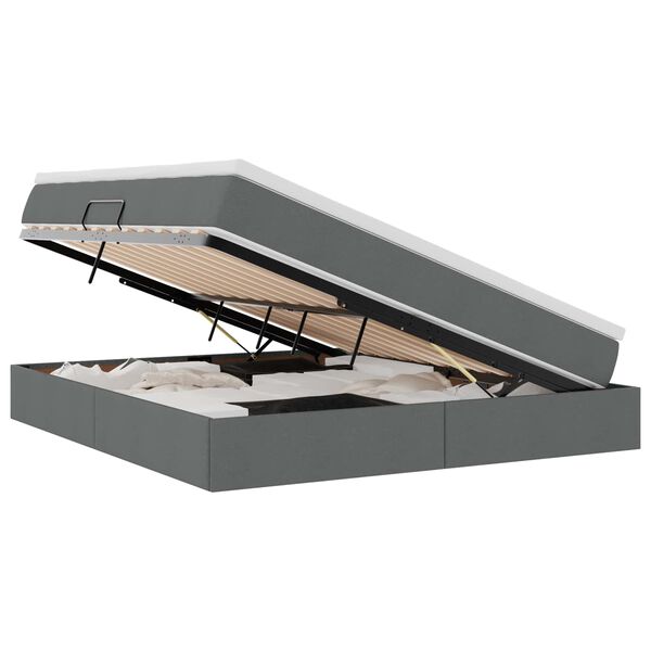 vidaXL Легло с място за съхранение и матрак Тъмен сив 160 x 200 cm