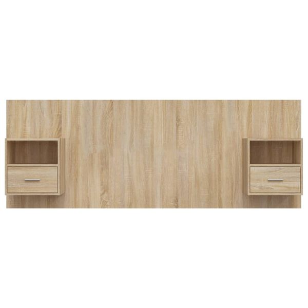 vidaXL Горна табла за легло с шкафчета, дъб сонома, инженерно дърво