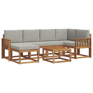 vidaXL Комплект дивани за открито 7 pcs Естествено и светло сиво