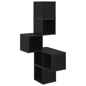 vidaXL Стенен ъглов рафт Черен дъб 48 x 48 x 120 см