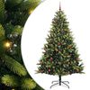 vidaXL Изкуствен сгъваем коледен дърво с 300 LED светлини Зелен 210 cm