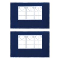vidaXL Странични стени за парти шатра, 2 бр, с прозорци, PE, сини