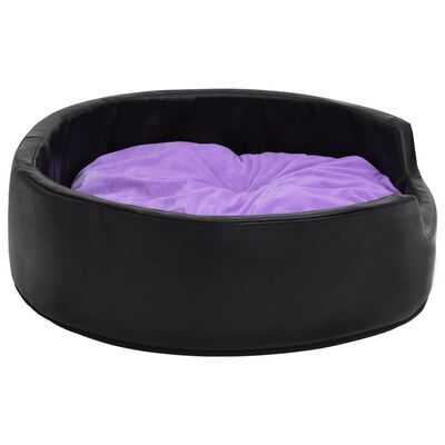 vidaXL Кучешко легло черно и лилаво 99x89x21 см плюш и изкуствена кожа