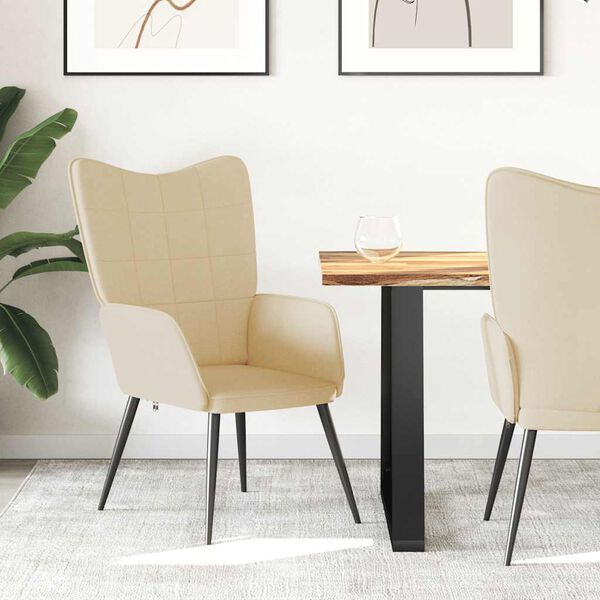 vidaXL Релаксиращ стол, кремав, плат