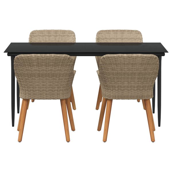 vidaXL Комплект за хранене в градината 5 pcs Бежово полиратан