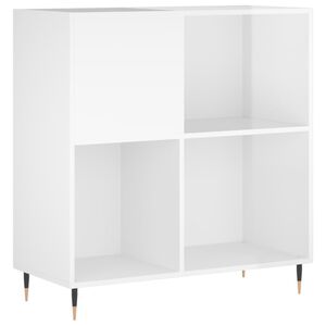 vidaXL Шкаф за винилови плочи бял гланц 84,5x38x89 см инженерно дърво