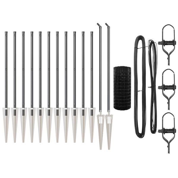 vidaXL Ограда с пост Сив 0,6 x 25 м Стомана и PVC