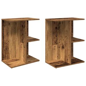 vidaXL Нощни масички, 2 бр, старо дърво, 46,5x29x61см инженерно дърво