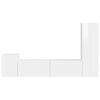 vidaXL Комплект ТВ шкаф 4 pcs Лъскаво бяло Инженерно дърво