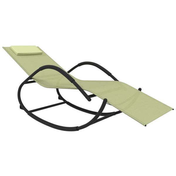 vidaXL Люлеещи шезлонги, 2 бр, кремави, стомана и textilene