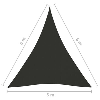 VidaXL Платно-сенник, Оксфорд плат, триъгълно, 5x6x6 м, антрацит