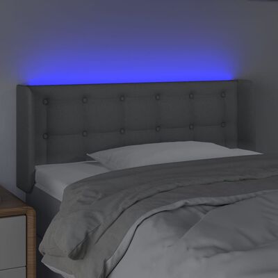 vidaXL LED горна табла за легло, светлосива,83x16x78/88 см, плат