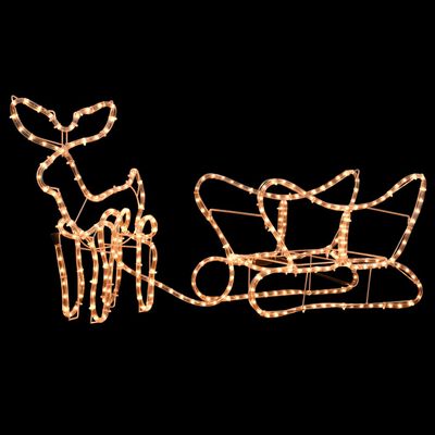 vidaXL Коледна украса, светещ елен с шейна, 110x24x47 см