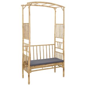 vidaXL Градинска арка с пейка Тъмносиво 115 x 50 x 205 см Бамбук