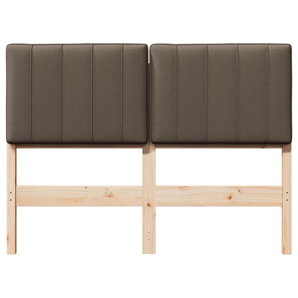 vidaXL Тапицирана табла Кафяво и таупе 120 cm Солидно борово дърво