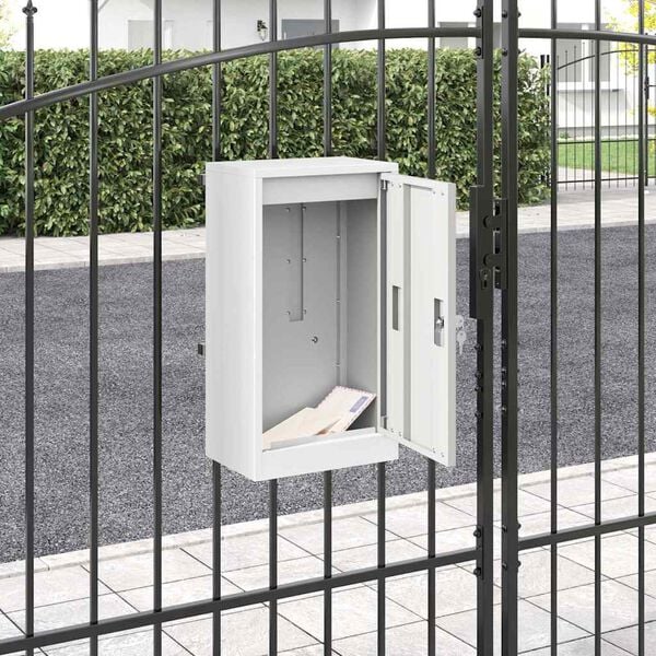 vidaXL Пощенска кутия със съхранение Бяло 30 x 20 x 55 см Стомана