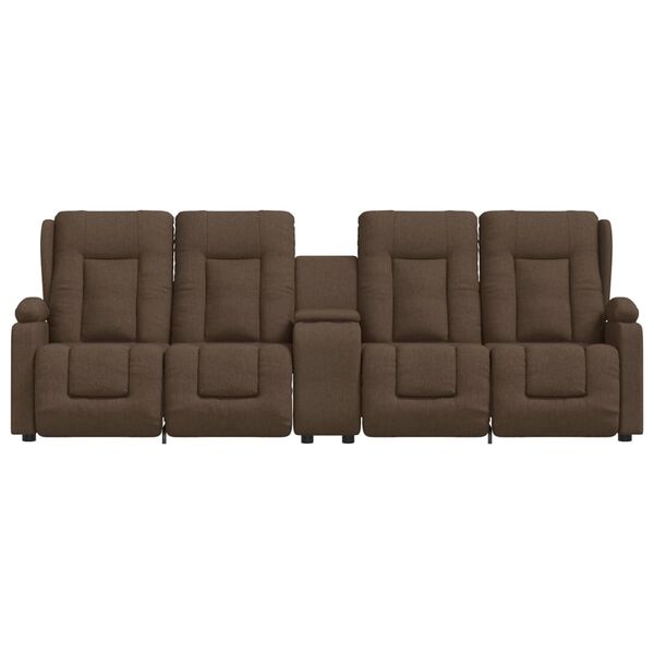 vidaXL 4-местен масажен реклайнер с държачи за чаши, кафяв, текстил