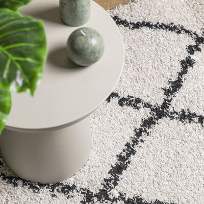 vidaXL Шаги килим с дълъг косъм "PAMPLONA", кремаво-черен, 160x230 см