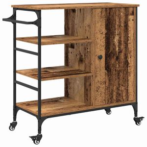 vidaXL Кухненска количка Старо дърво 87.5 x 39 x 84.5 см