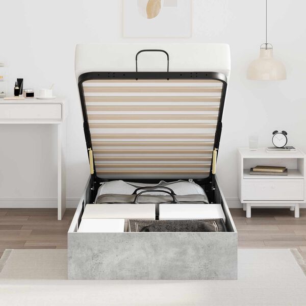 vidaXL Отоманско легло Циментено сиво 90 x 200 cm Инженерно дърво