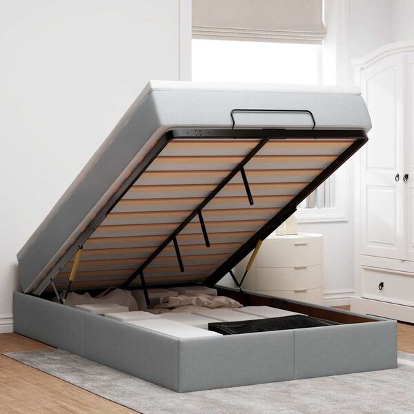 vidaXL Османска легло с матрак, светлосиво, 120x190 см, плат