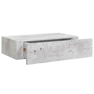vidaXL Стенен рафт с чекмедже, бетонно сив, 40x23,5x10 см, МДФ