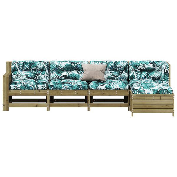 vidaXL Градински лаундж комплект 5 части с възглавници импрегниран бор