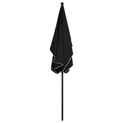 vidaXL Градински чадър с прът, 210x140 см, черен