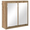 vidaXL Шкаф с огледало за баня Дъб 60 x 20 x 60 cm Инженерно дърво