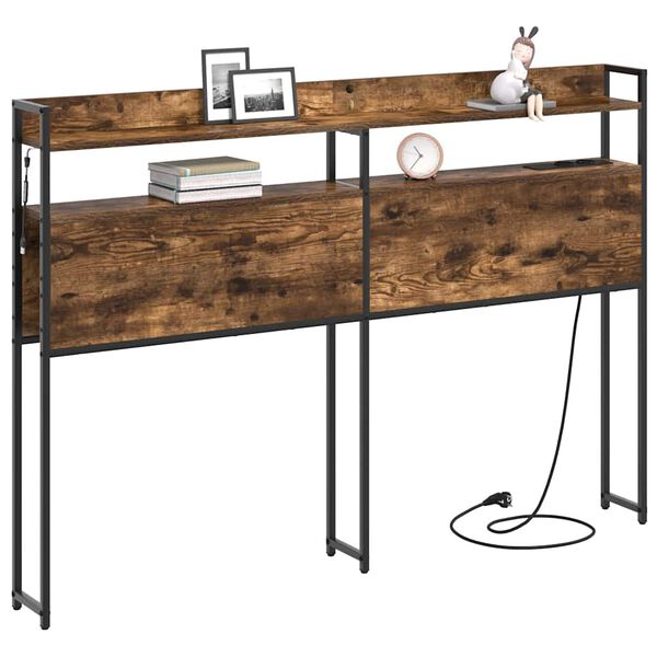 vidaXL Табла за съхранение с рафт Опушен дъб 120 cm Инженерно дърво