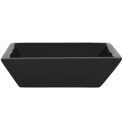 vidaXL Керамична мивка, квадратна, черна, 41,5x41,5х12 см