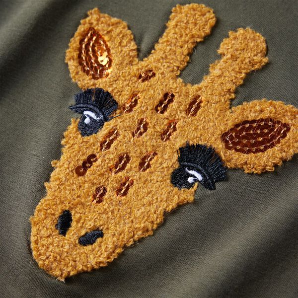 Детска тениска с дълъг ръкав, каки, 92