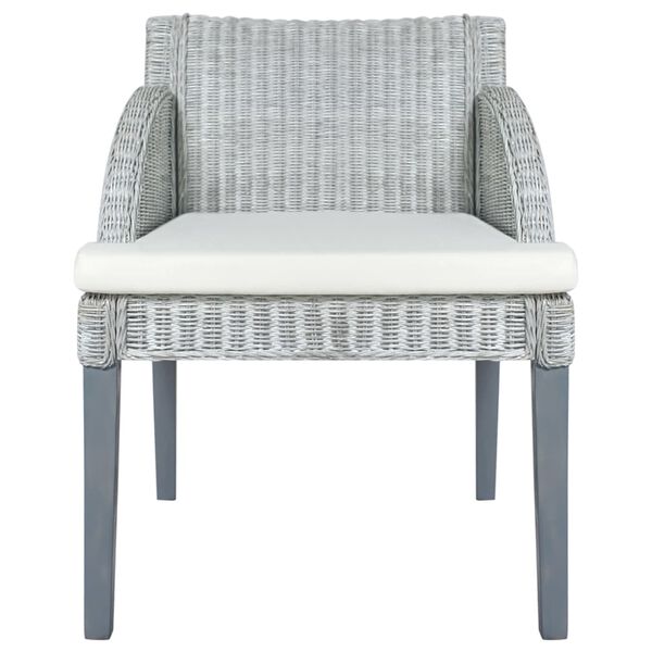 vidaXL Трапезен стол с възглавница, сив, естествен ратан