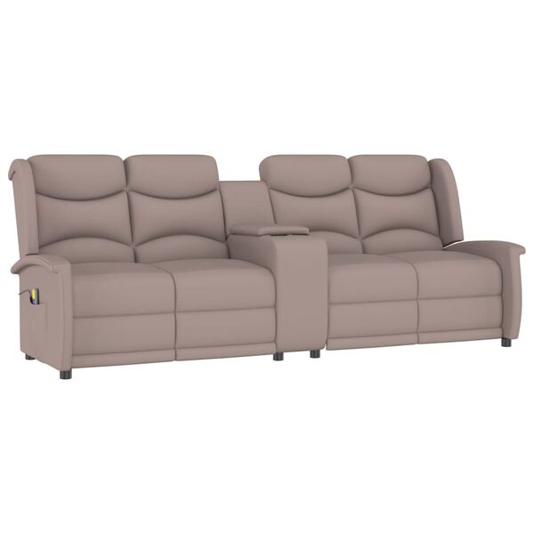 vidaXL 4-местен масажен реклайнер с поставка за чаша, таупе