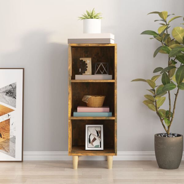 vidaXL Сайдборд, опушен дъб, 34,5x32,5x90 см, инженерно дърво