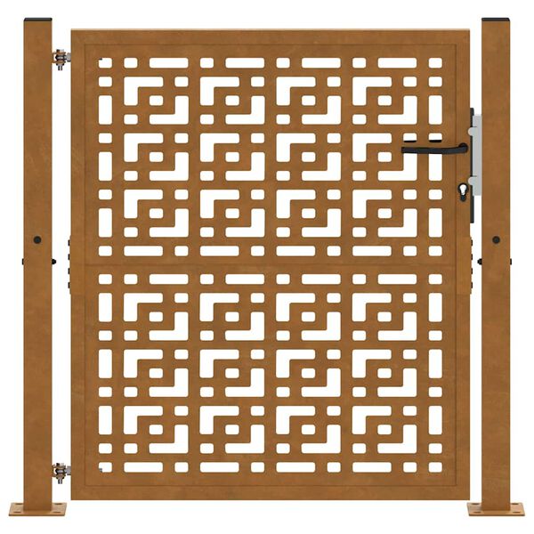 vidaXL Градинска порта 100x100 см, устойчива на атмосферни влияния стомана, дизайн с кръст