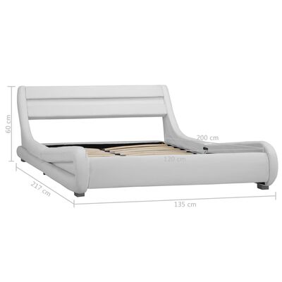 vidaXL Рамка за легло с LED, бяла, изкуствена кожа, 120x200 cм