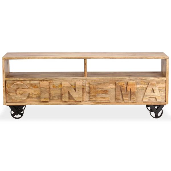 vidaXL ТВ шкаф, мангово дърво масив, 120x30x48 cм